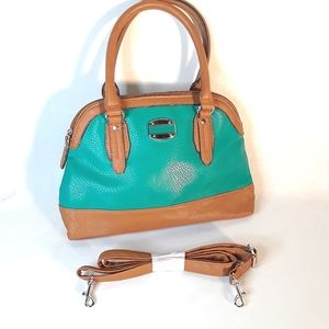 Treviso green and tan shoulder bag like new